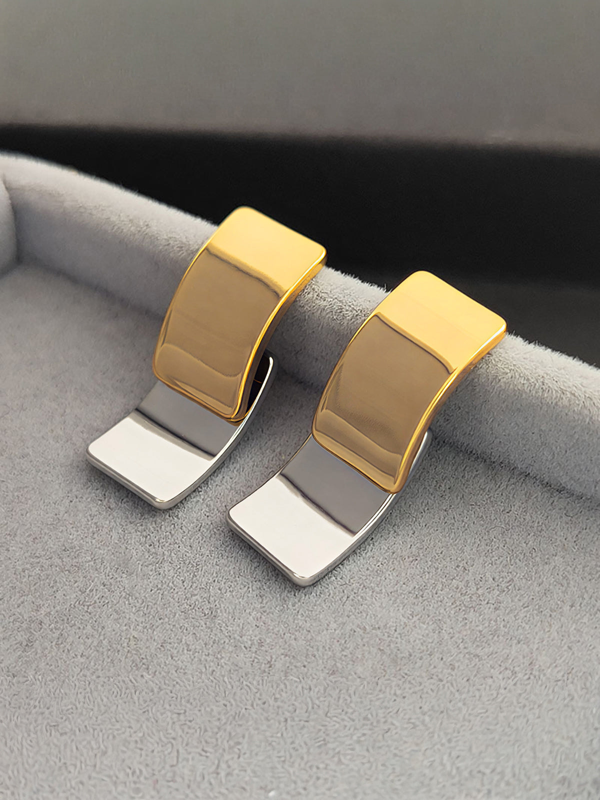 Two-Tone Minimalist Hoop Earrings, Modern Chic Versatile Jewelry Piece