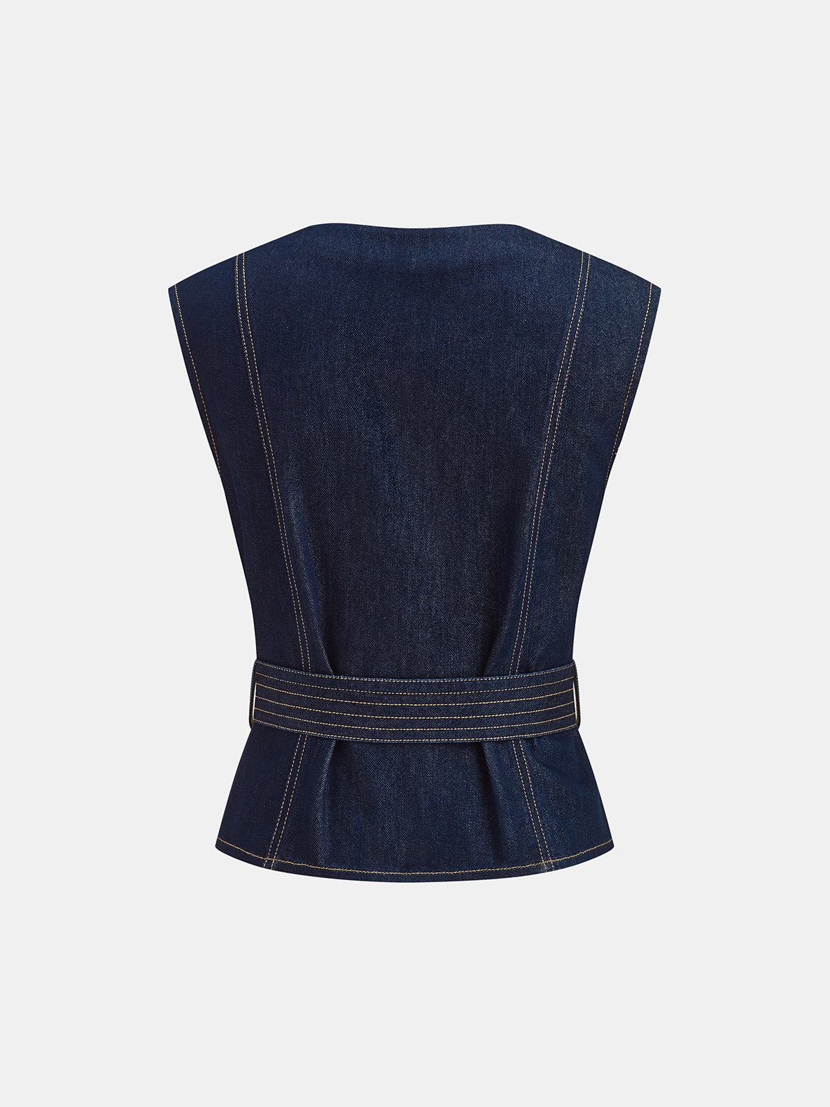 Denim Belted Sleeveless Vest for Women Casual Summer Style