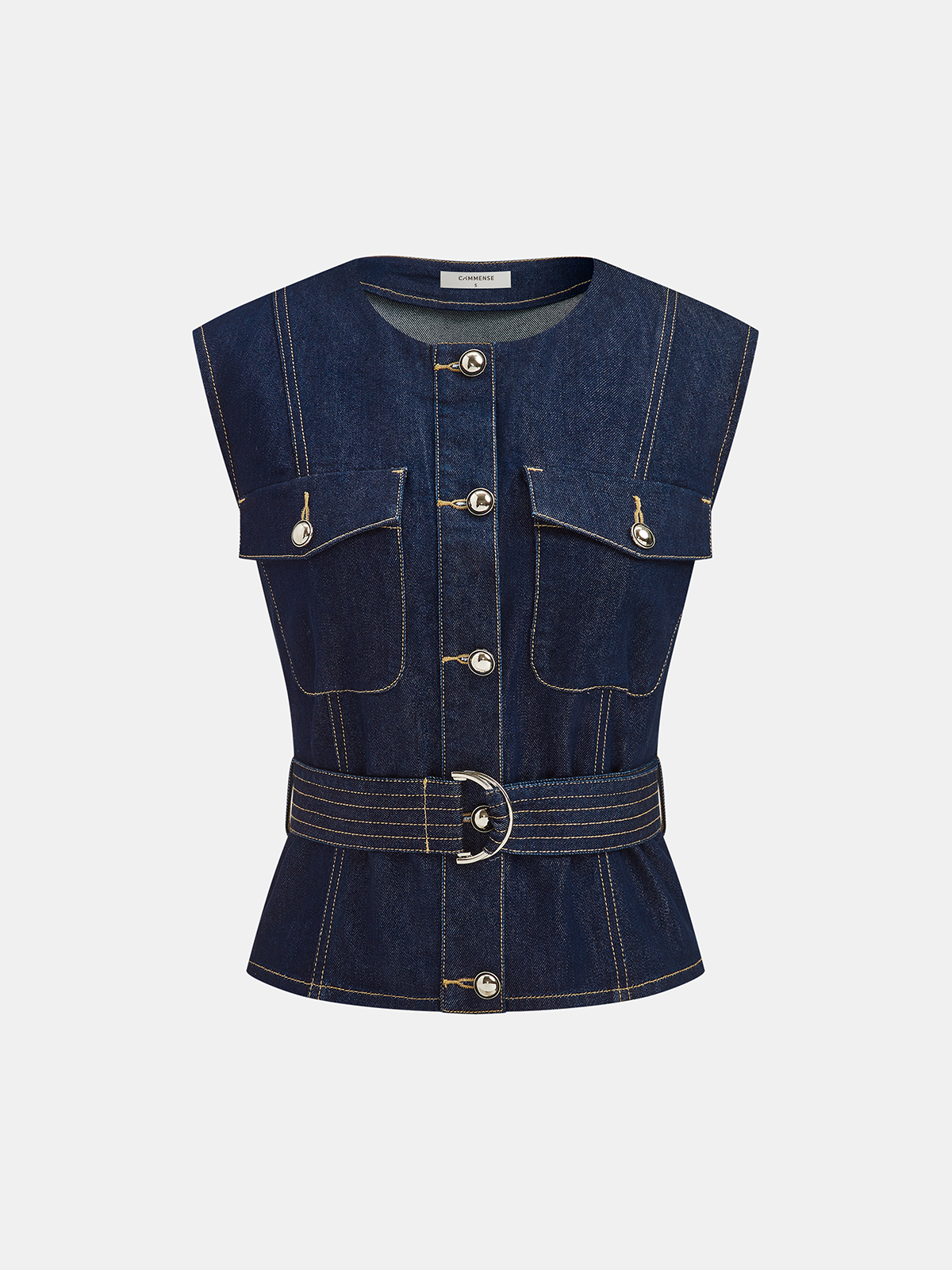 Denim Belted Sleeveless Vest for Women Casual Summer Style