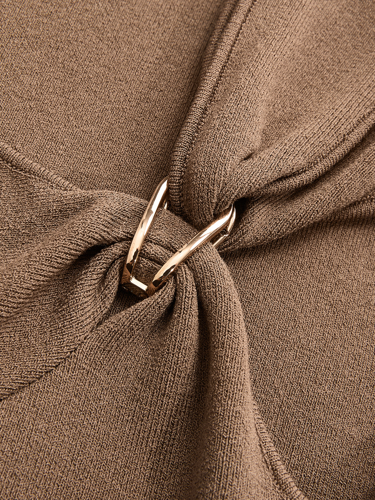 Metal Buckle Asymmetric Neckline Knit Top Fashionable Women's Trendy Casual Pullover