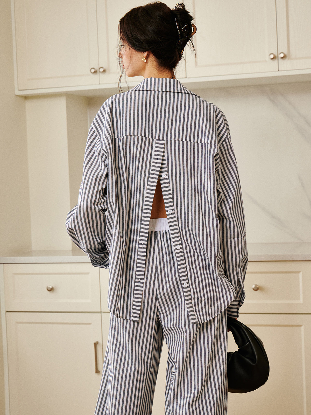 Cotton & Linen Pinstripe Loose Shirt Casual Comfort Fit Unisex