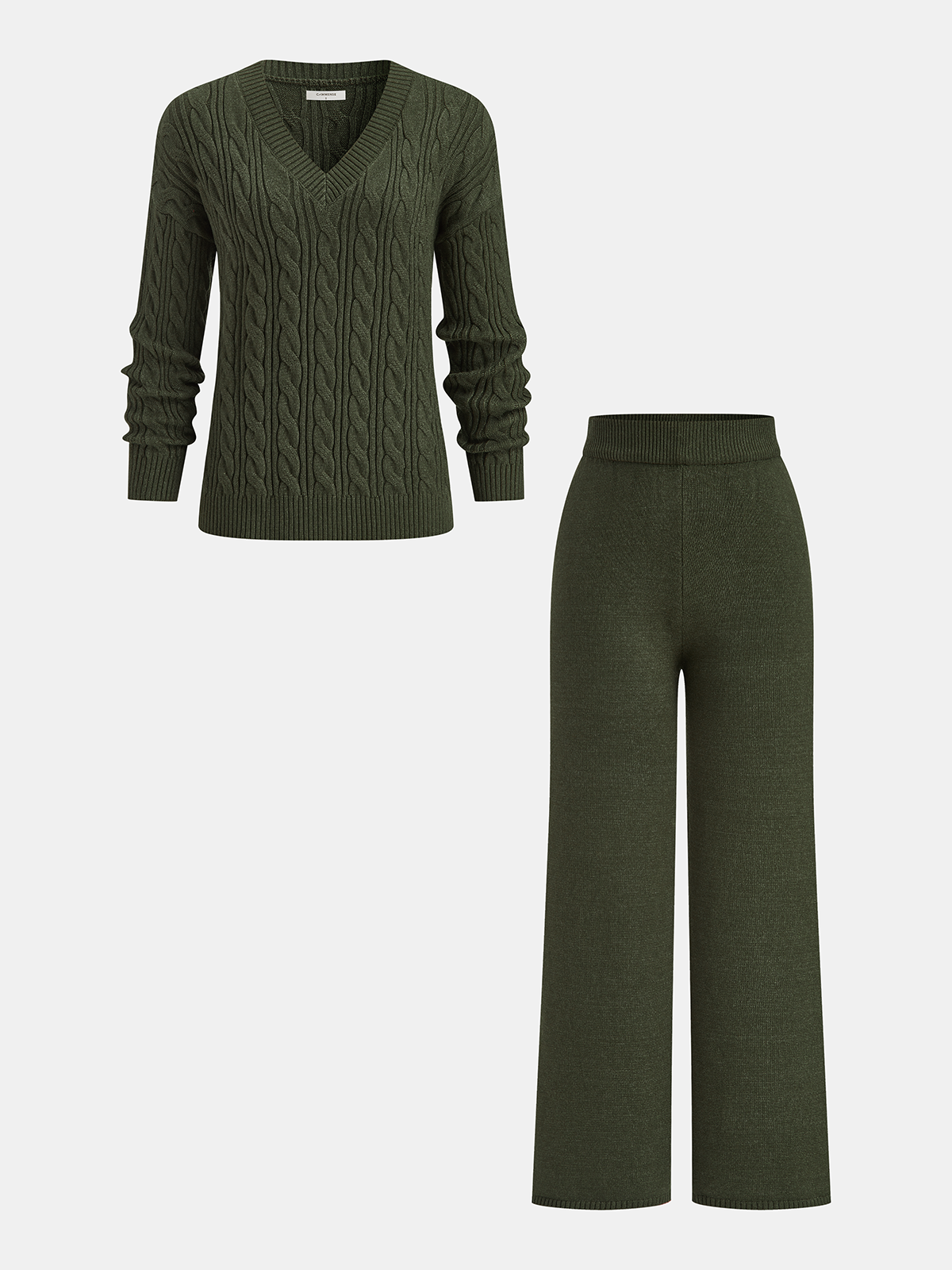 Cable Knit Sweater & Wide-Leg Pant Set Winter Cozy Outfit Essentials