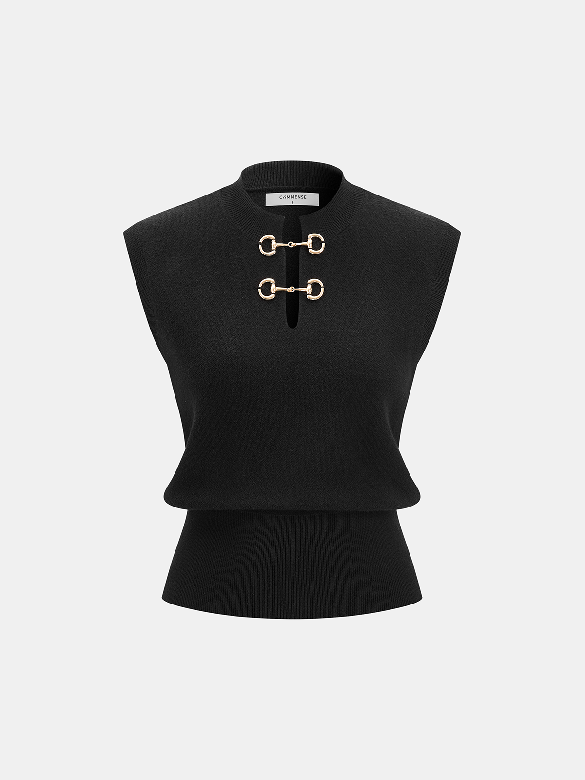 Horsebit Detail Sleeveless Knit Top for Women Casual Wear