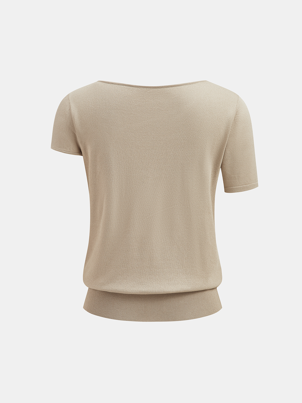 Asymmetric Short-Sleeve Knit Top Women's Casual Fashion Style