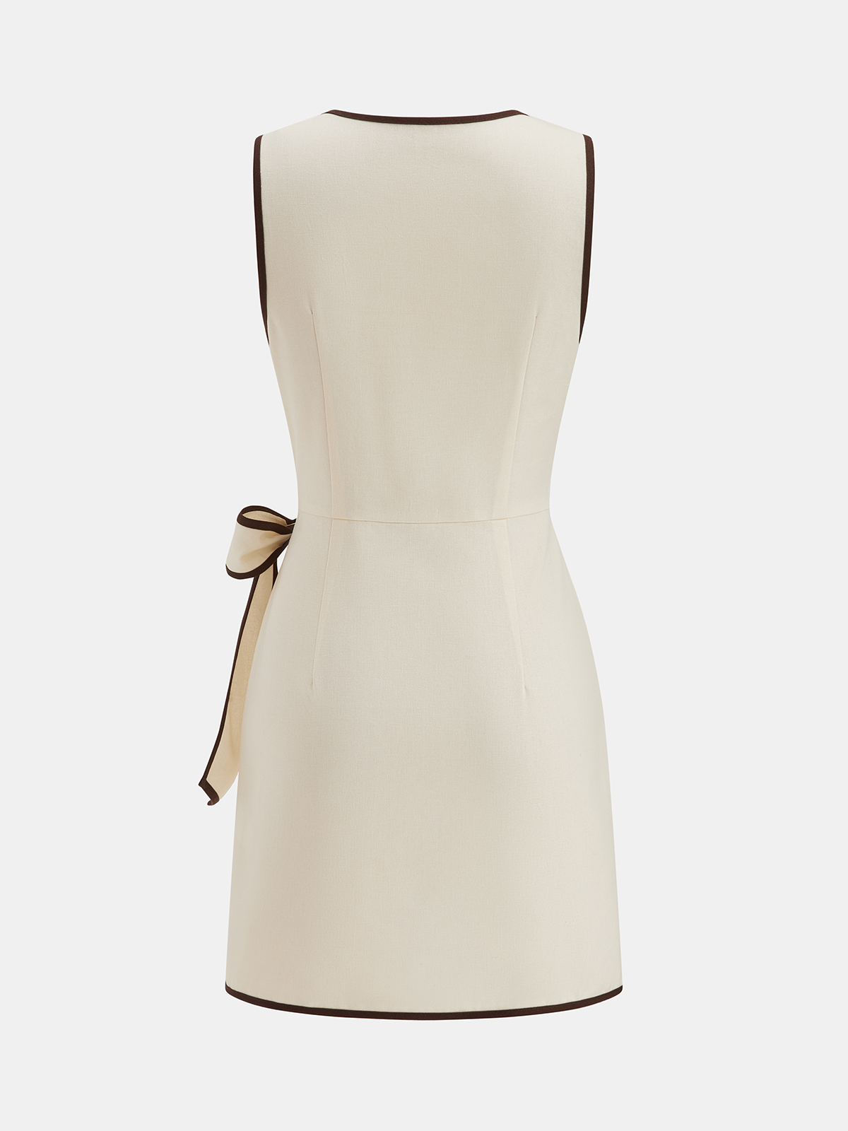 Linen-Blend Contrast Trim Wrap Dress for Women Summer Sale