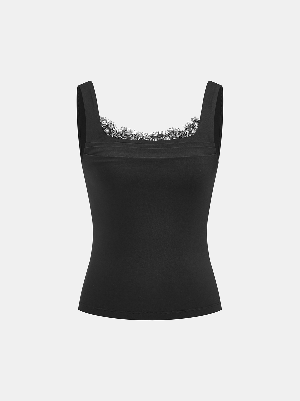 Lace Trim Square-Neck Tank Top for Women Summer Casual