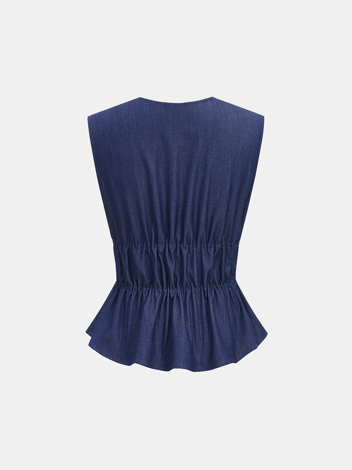 Faux Denim Tie-Waist Vest & Pants Set with Matching Belt