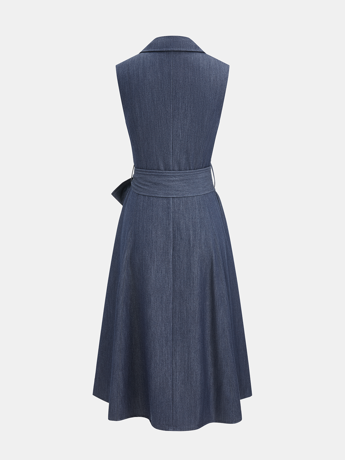 Sleeveless Collared Belted Midi Dress for Women Casual Summer Wear
