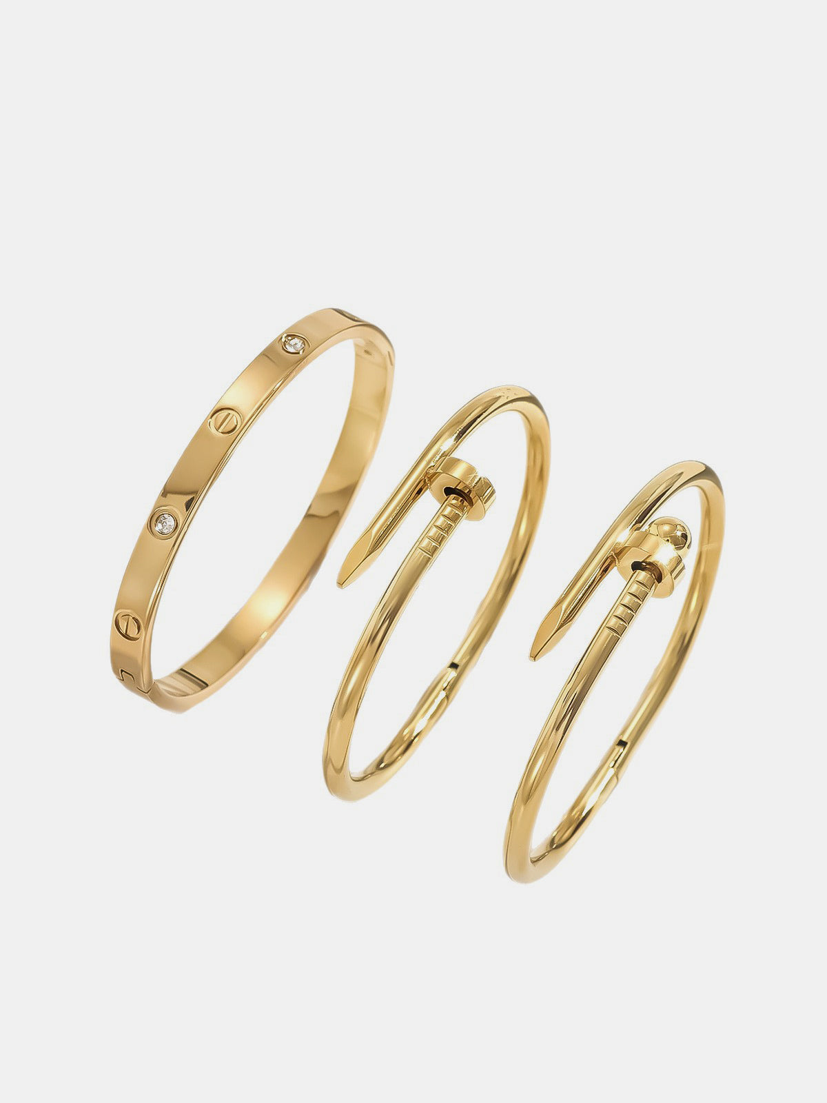3pcs Screw & Nail Statement Bracelet Unisex Adjustable Designer Inspired
