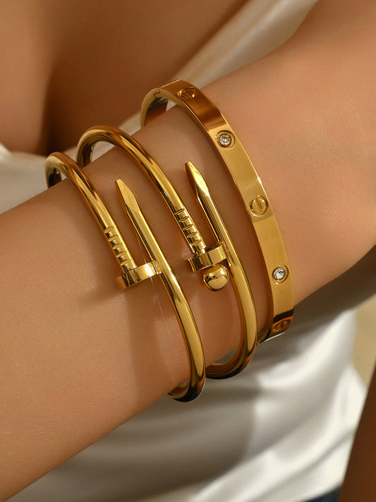 3pcs Screw & Nail Statement Bracelet Unisex Adjustable Designer Inspired