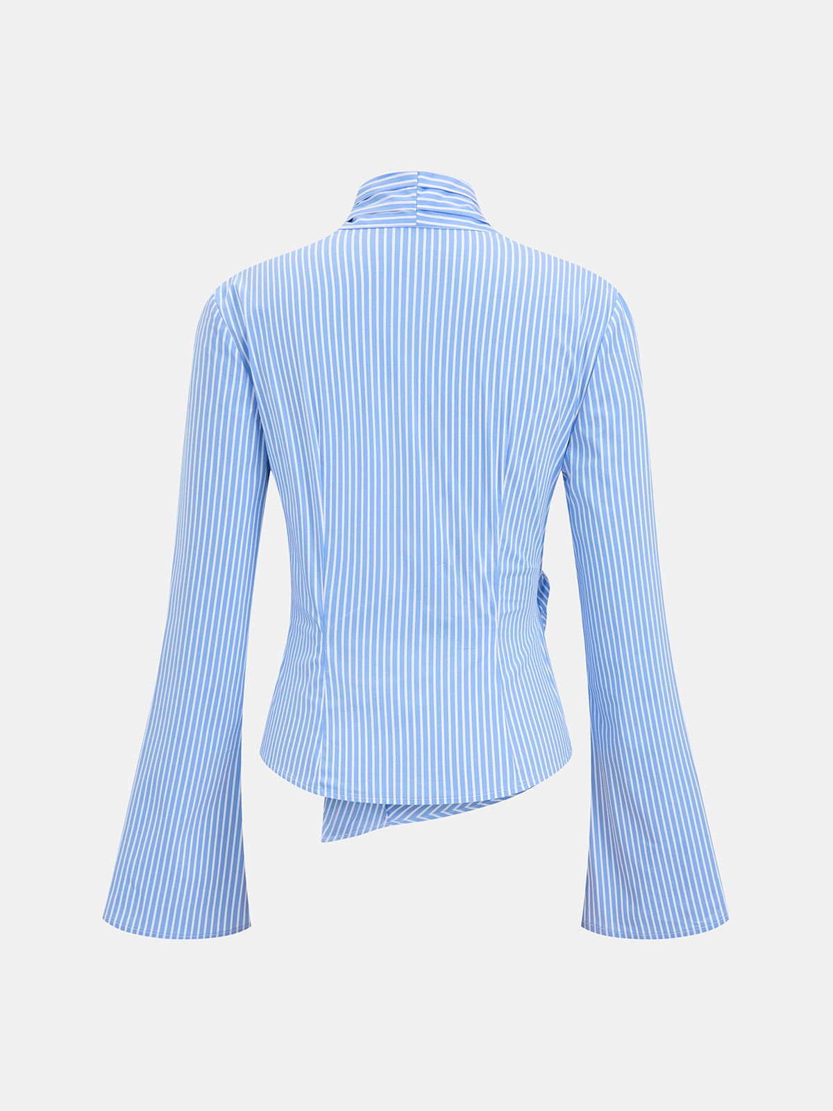 Metal Detail Flared Sleeve Striped Top for Women, Casual and Trendy