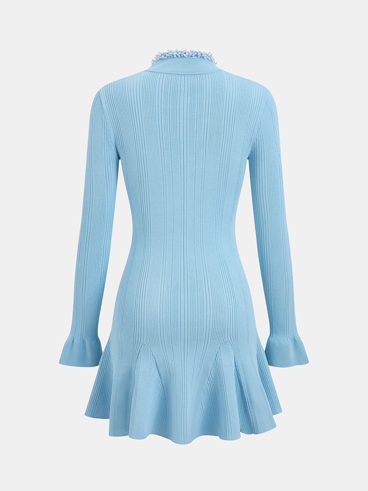 Ruffled Hem Pearl Trim Sleeveless Knit Mini Dress for Women