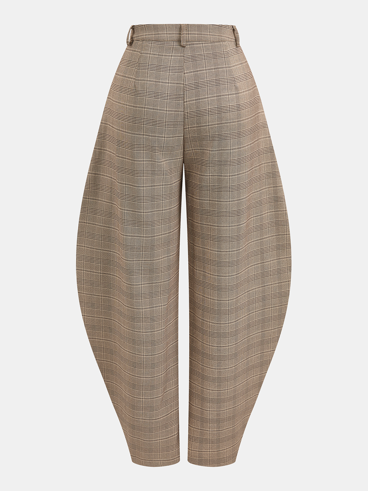 Mid-Waist Plaid Balloon Pants for Women Casual Comfort Style