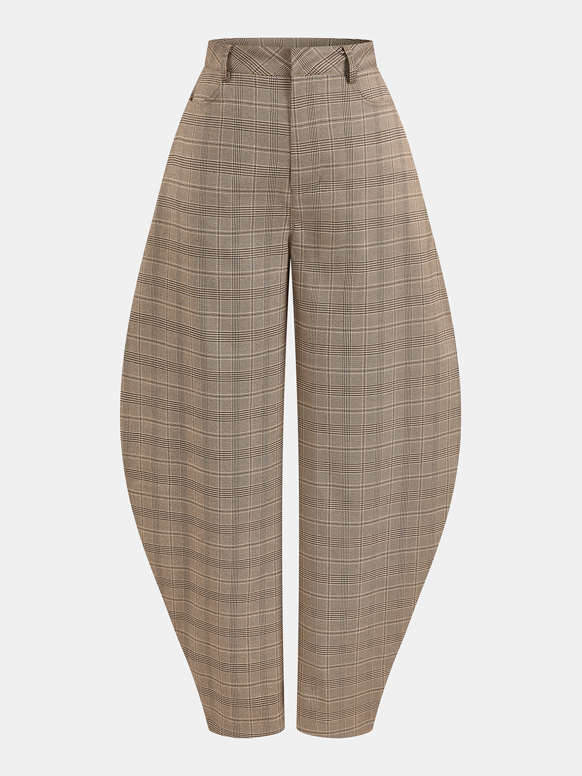 Mid-Waist Plaid Balloon Pants for Women Casual Comfort Style