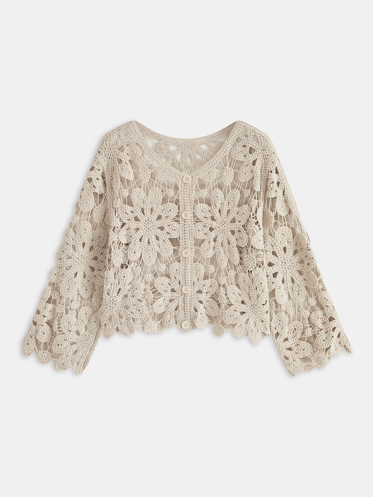 Cropped Floral Crochet Cardigan for Women Spring Fashion
