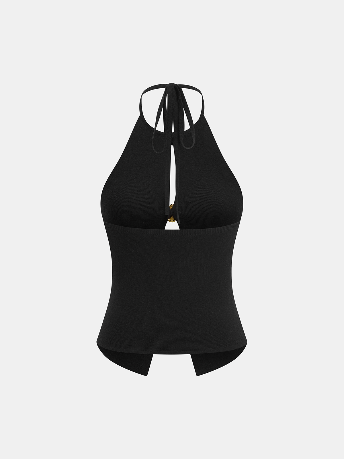 Cut-Out Floral Button Knit Halter Top for Women Summer Fashion