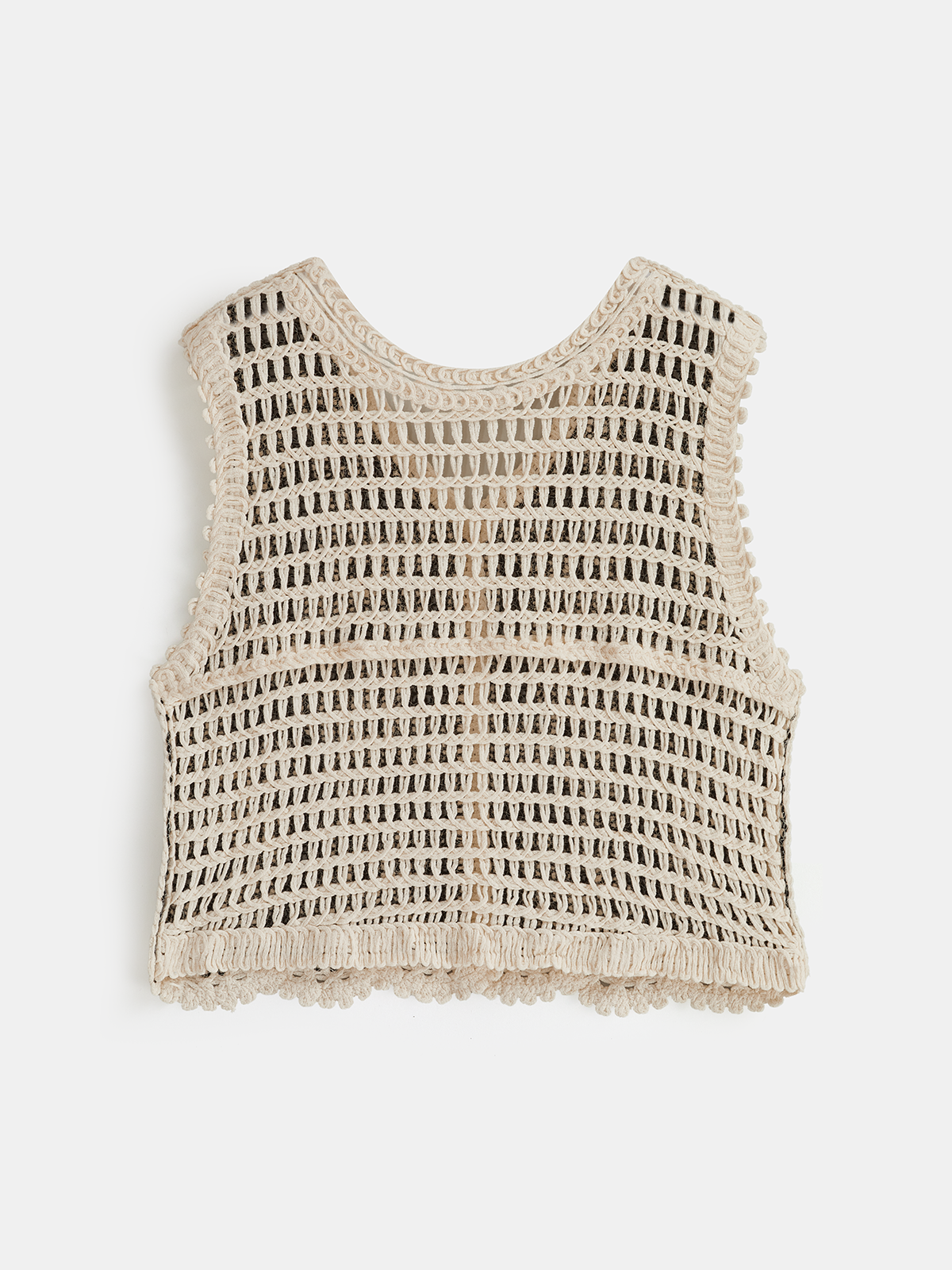 Floral Crochet V-Neck Vest Handmade Layering Piece