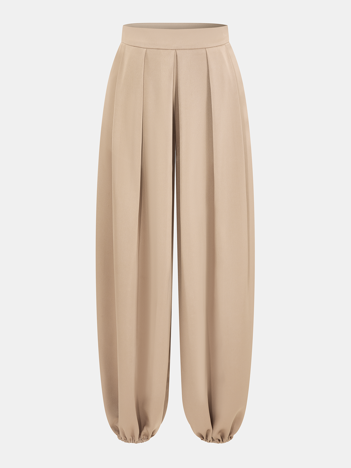 Mid-Waist Satin Pleated Balloon Pants for Women Comfort Fit Stylish Fashion