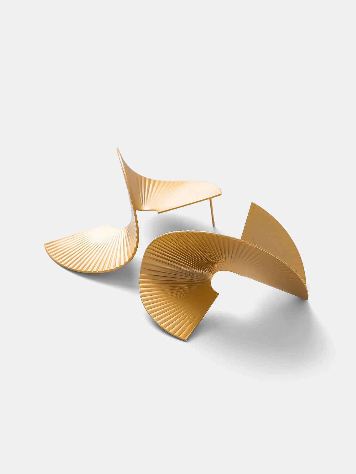 Spiral Fan-Pleated Statement Earrings Unique Handcrafted Accessory