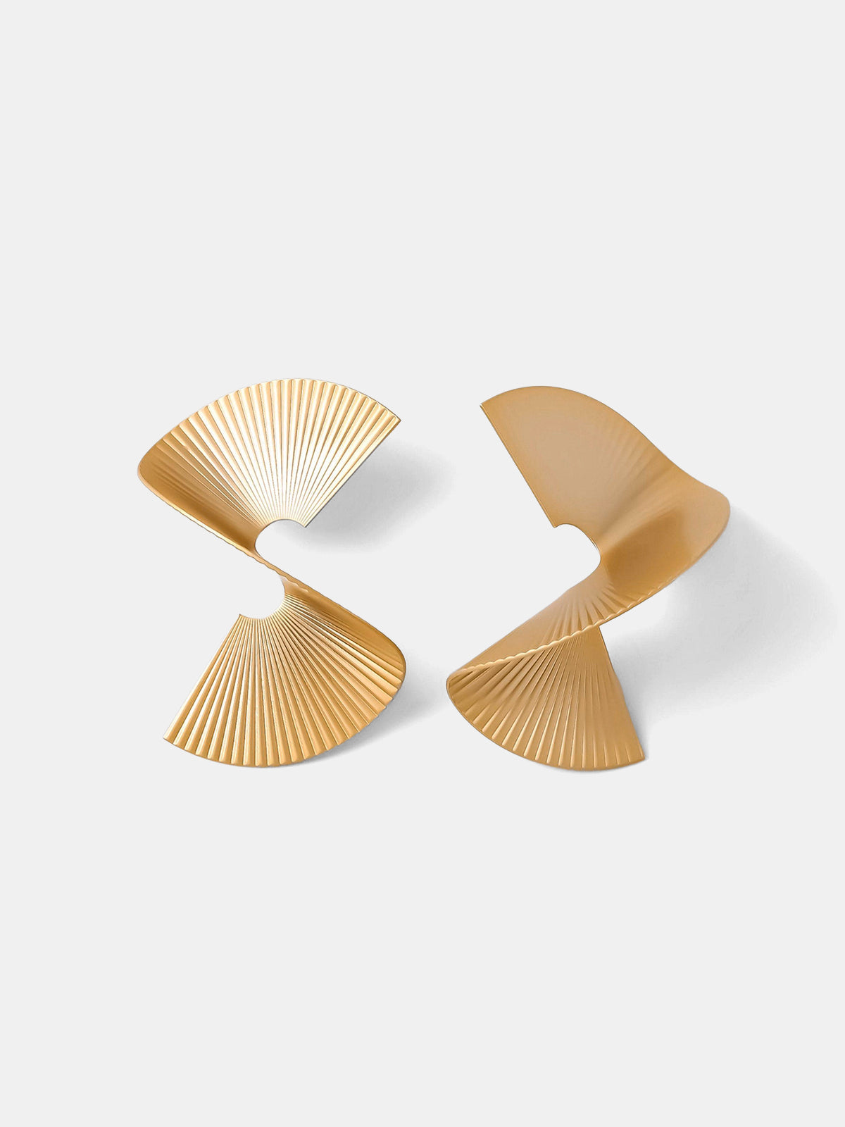 Spiral Fan-Pleated Statement Earrings Unique Handcrafted Accessory