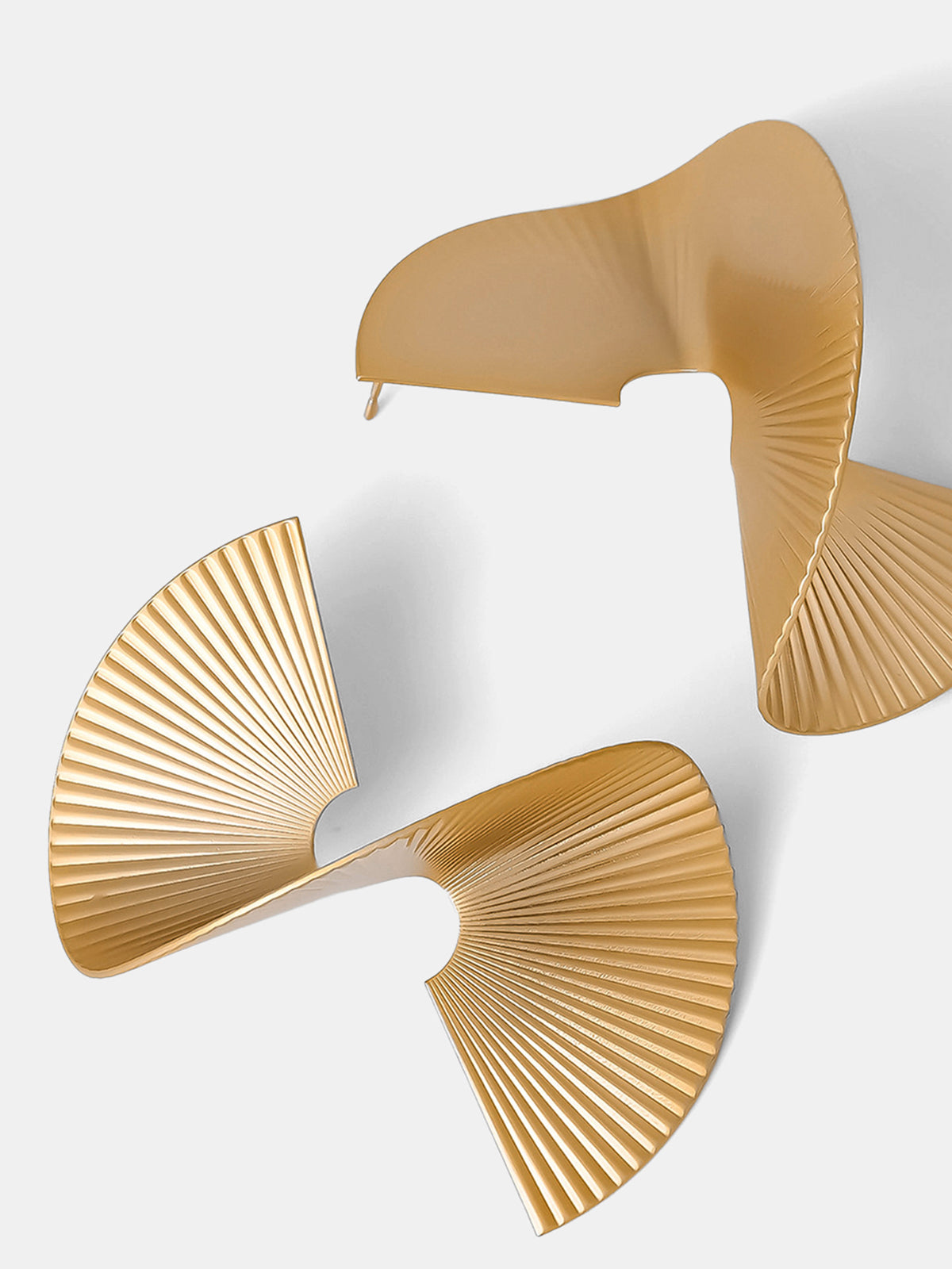 Spiral Fan-Pleated Statement Earrings Unique Handcrafted Accessory