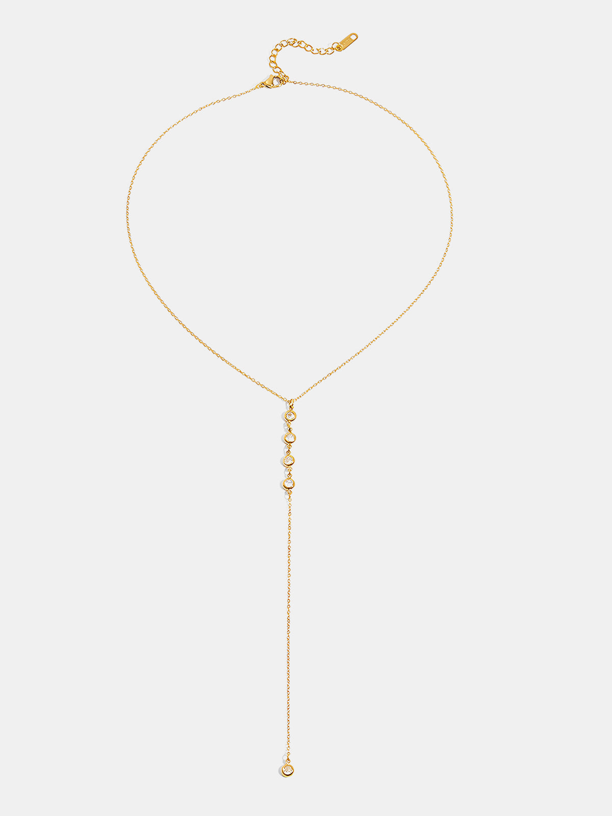 Y-Shape Zircon Droplet Lariat Necklace Elegant Adjustable Bridal Jewelry