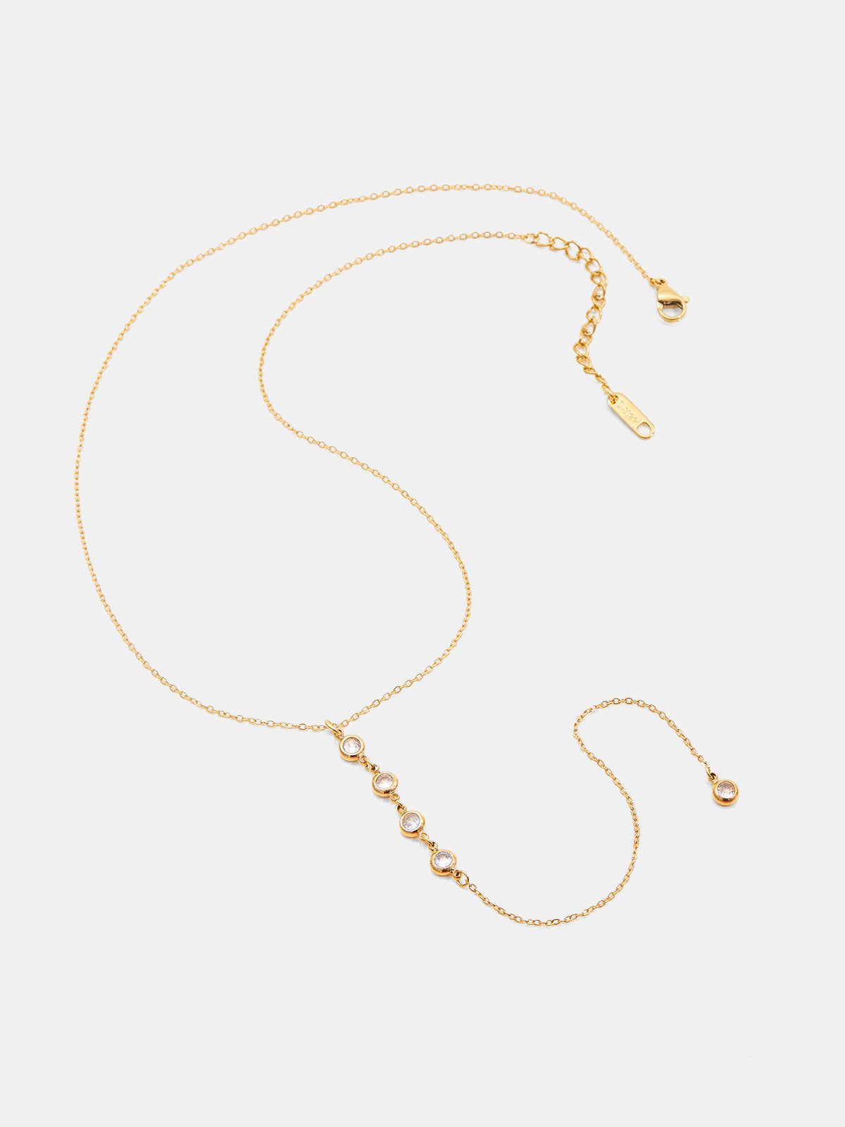 Y-Shape Zircon Droplet Lariat Necklace Elegant Adjustable Bridal Jewelry