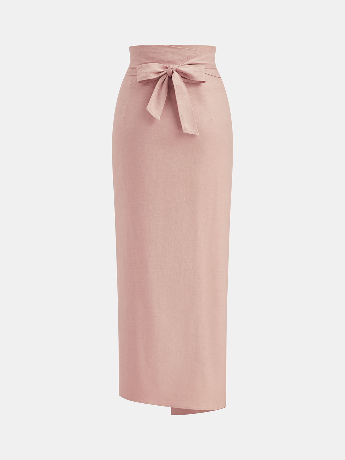 Linen Cotton Bow Detail Maxi Skirt with Elastic Waistband