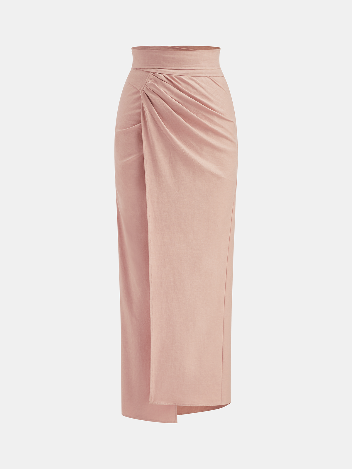 Linen Cotton Bow Detail Maxi Skirt with Elastic Waistband