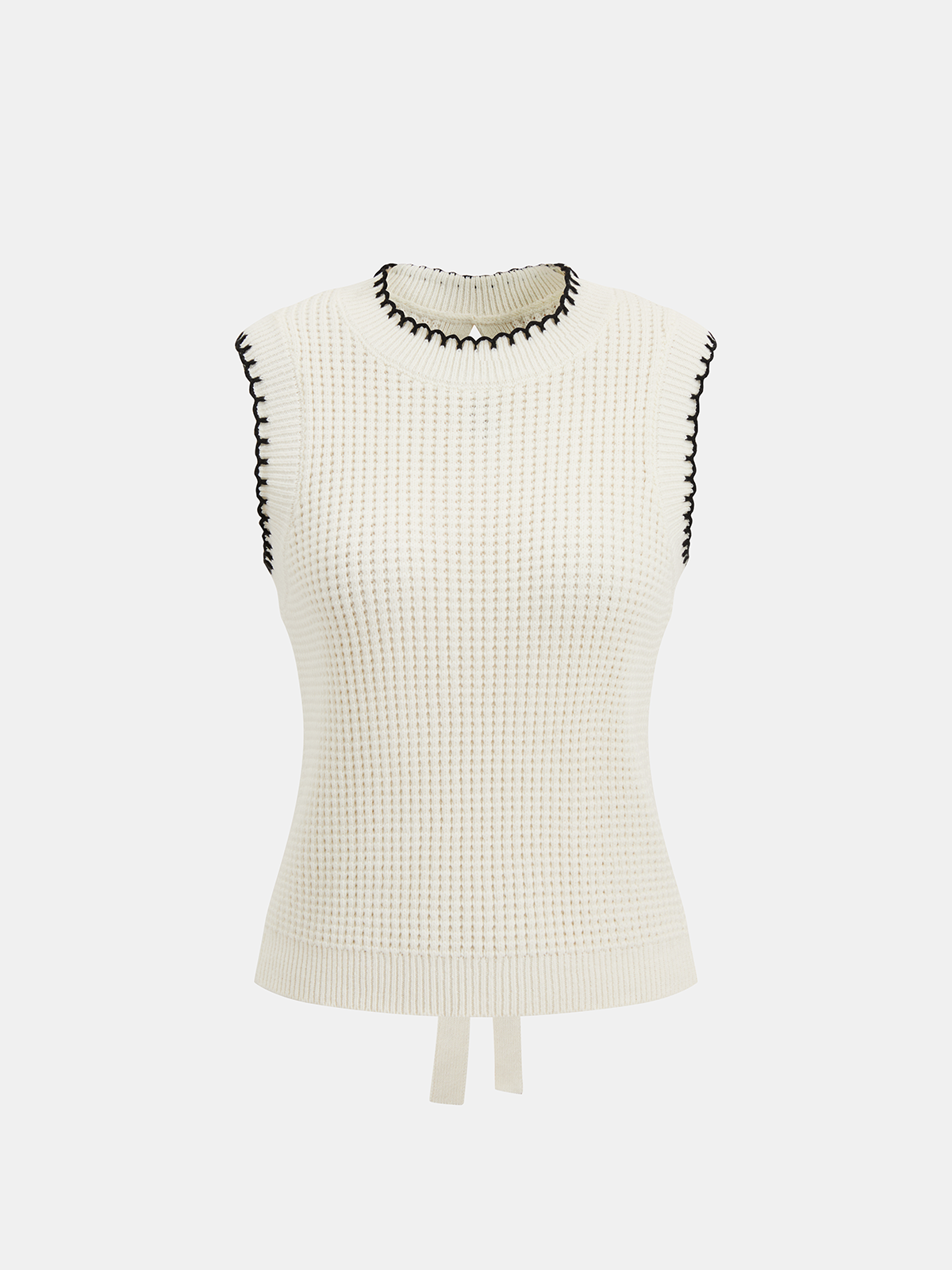 Bow Detail Waffle Knit Sleeveless Top for Women Summer Essential