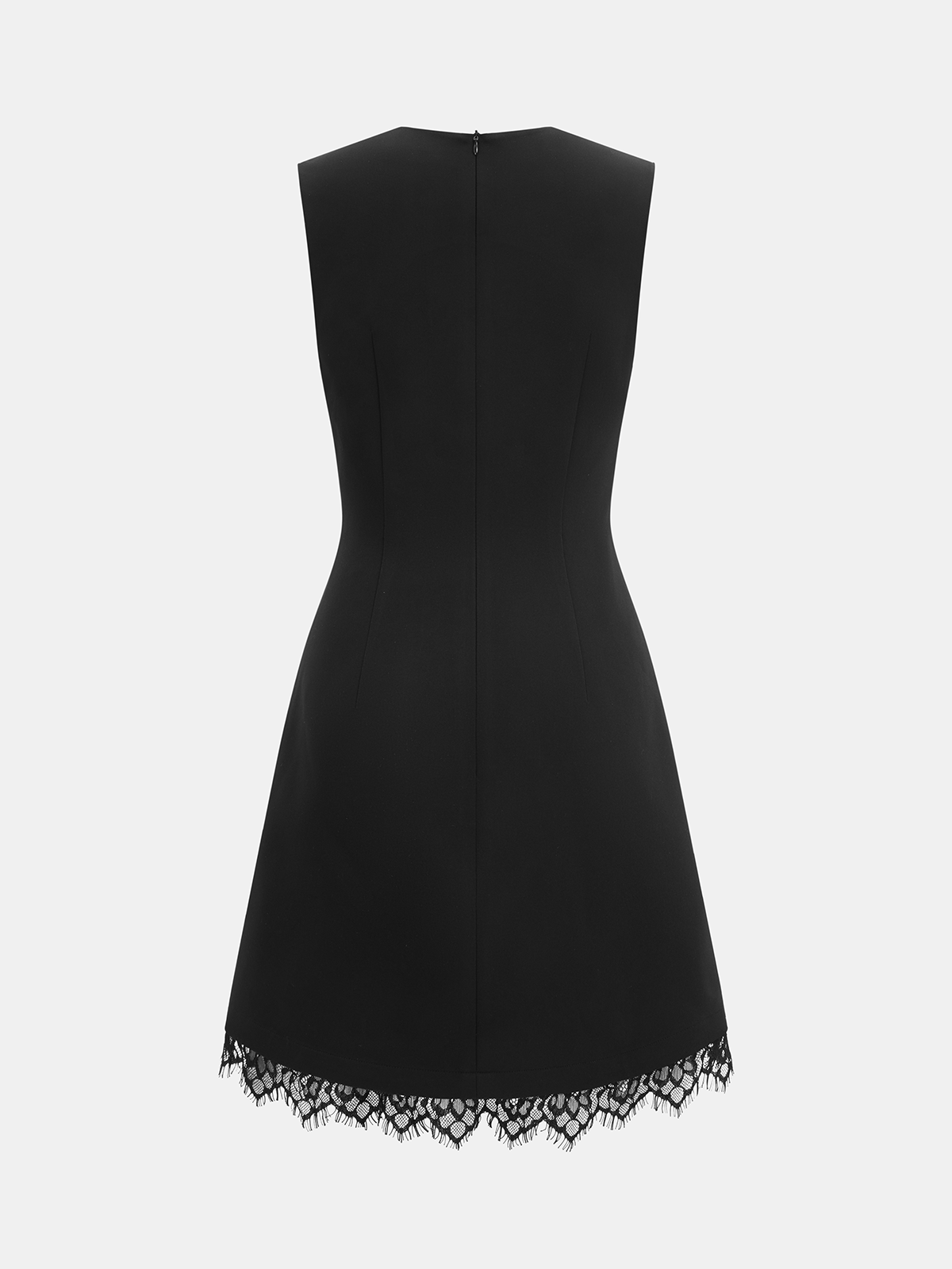 Sleeveless Side Metal Detail Lace Trim Dress Elegant Evening Wear