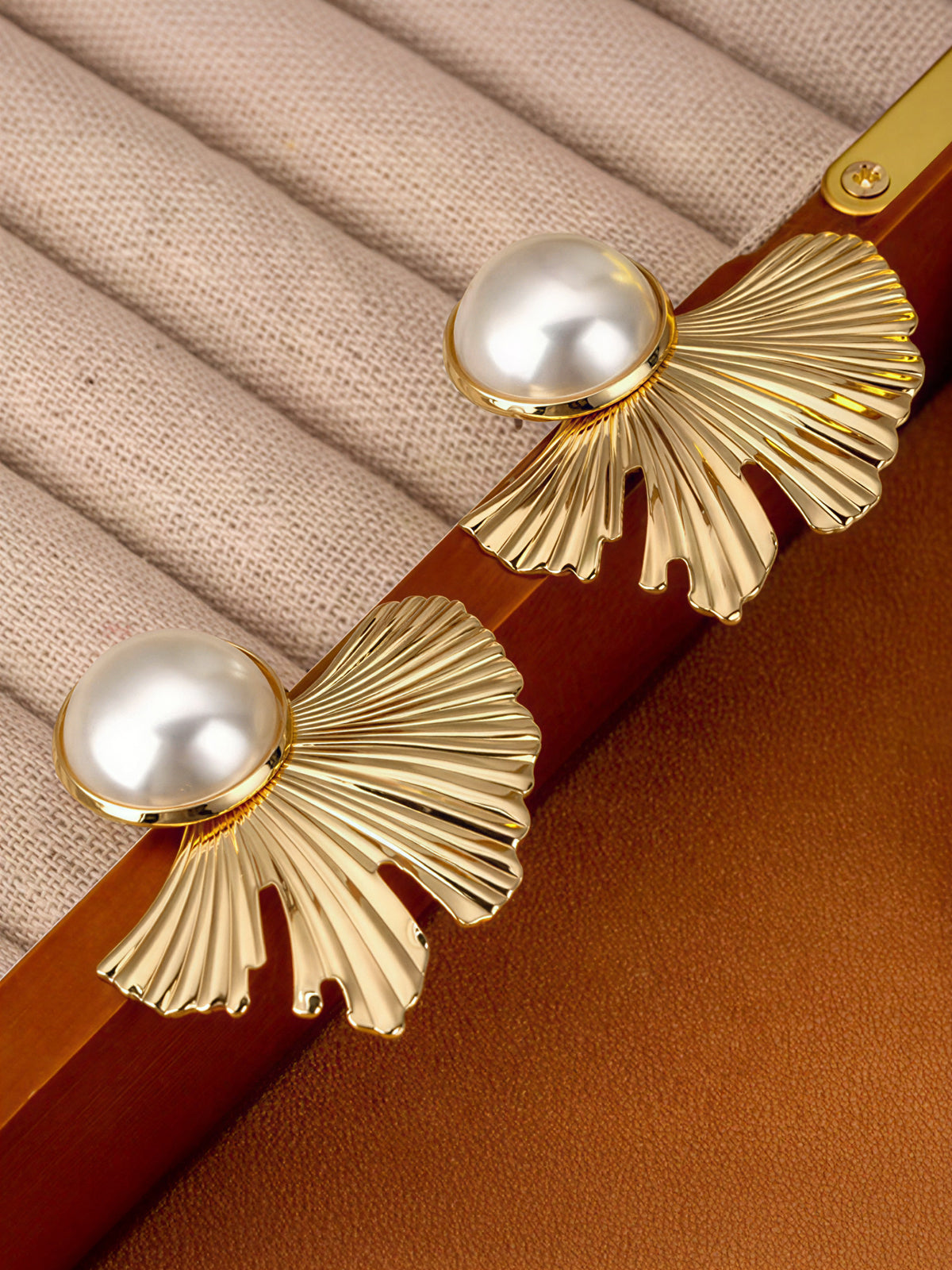 Ginkgo Leaf Pearl Earrings Handmade Delicate Jewelry Gift