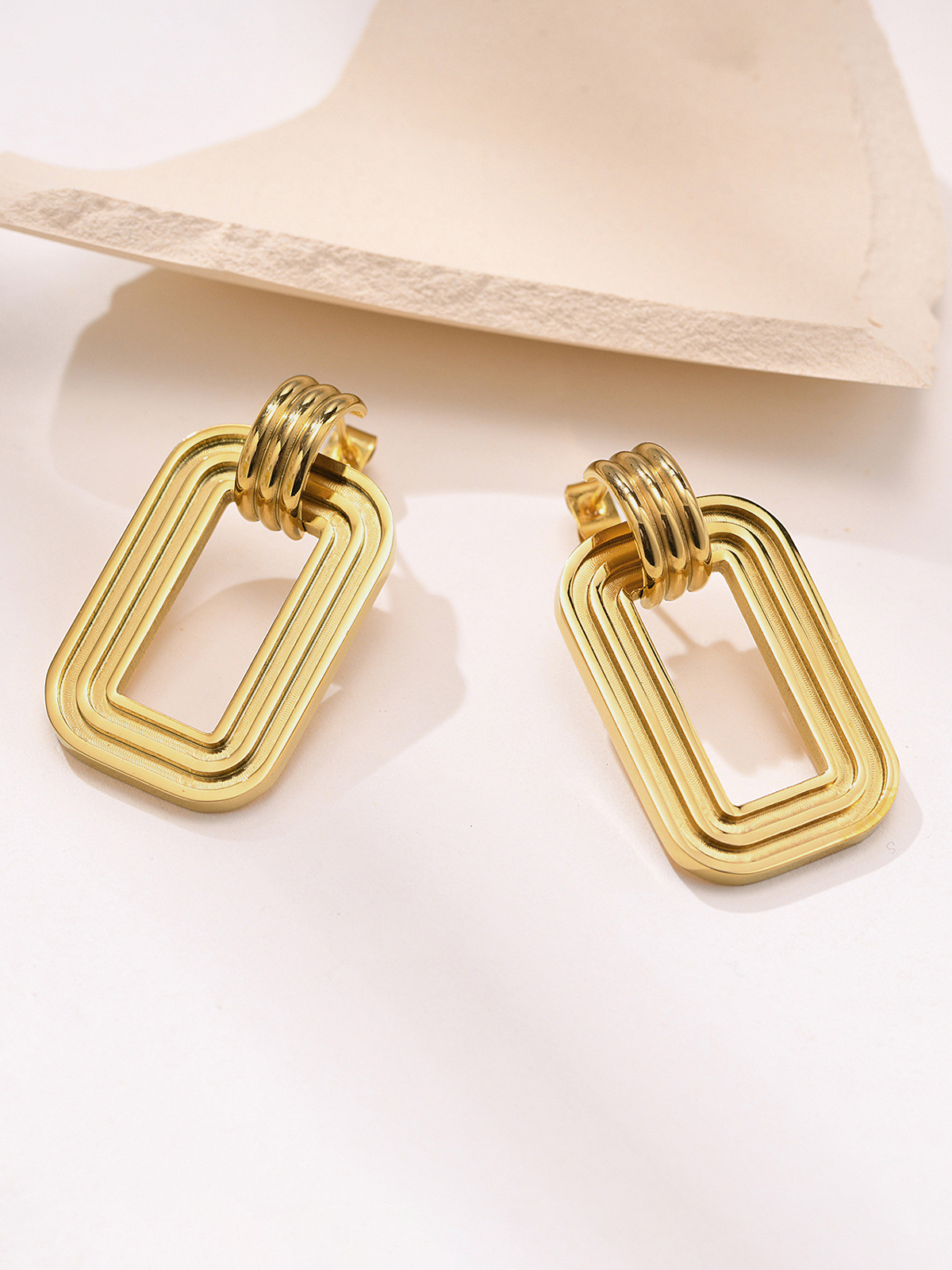 Layered Rectangular Hoop Earrings Elegant Statement Jewelry