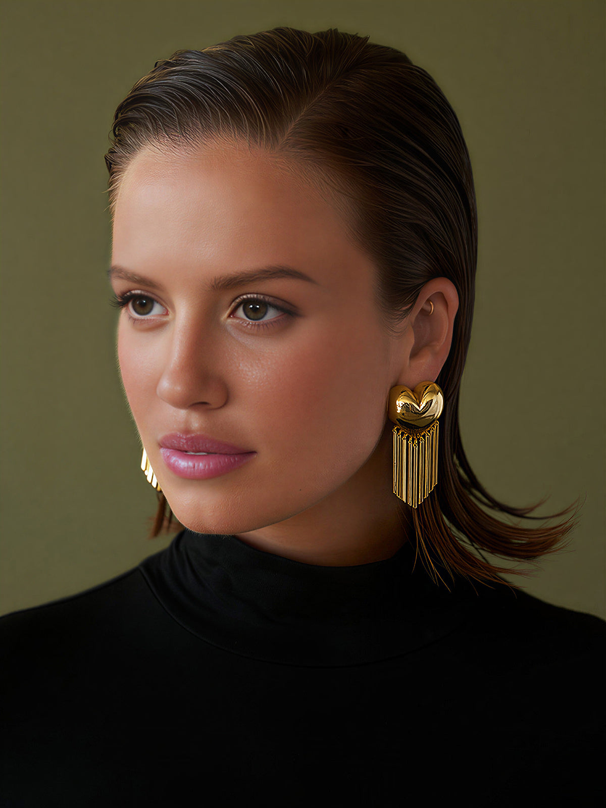 Heart-Shaped Tassel Drop Earrings for Women Elegant Fashion