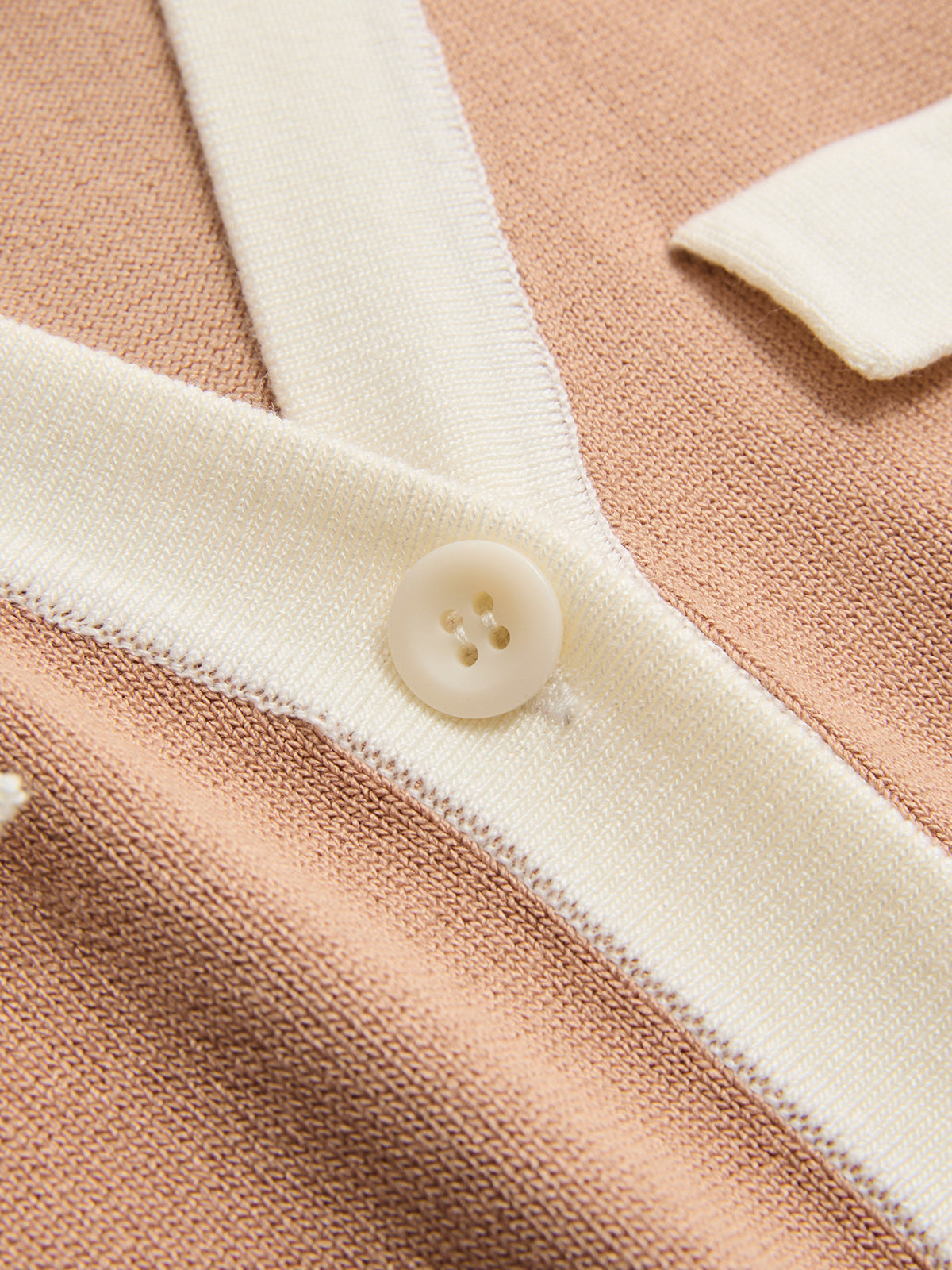 Collared Contrast Trim Button-Front Knit Top with Stylish Long Sleeves