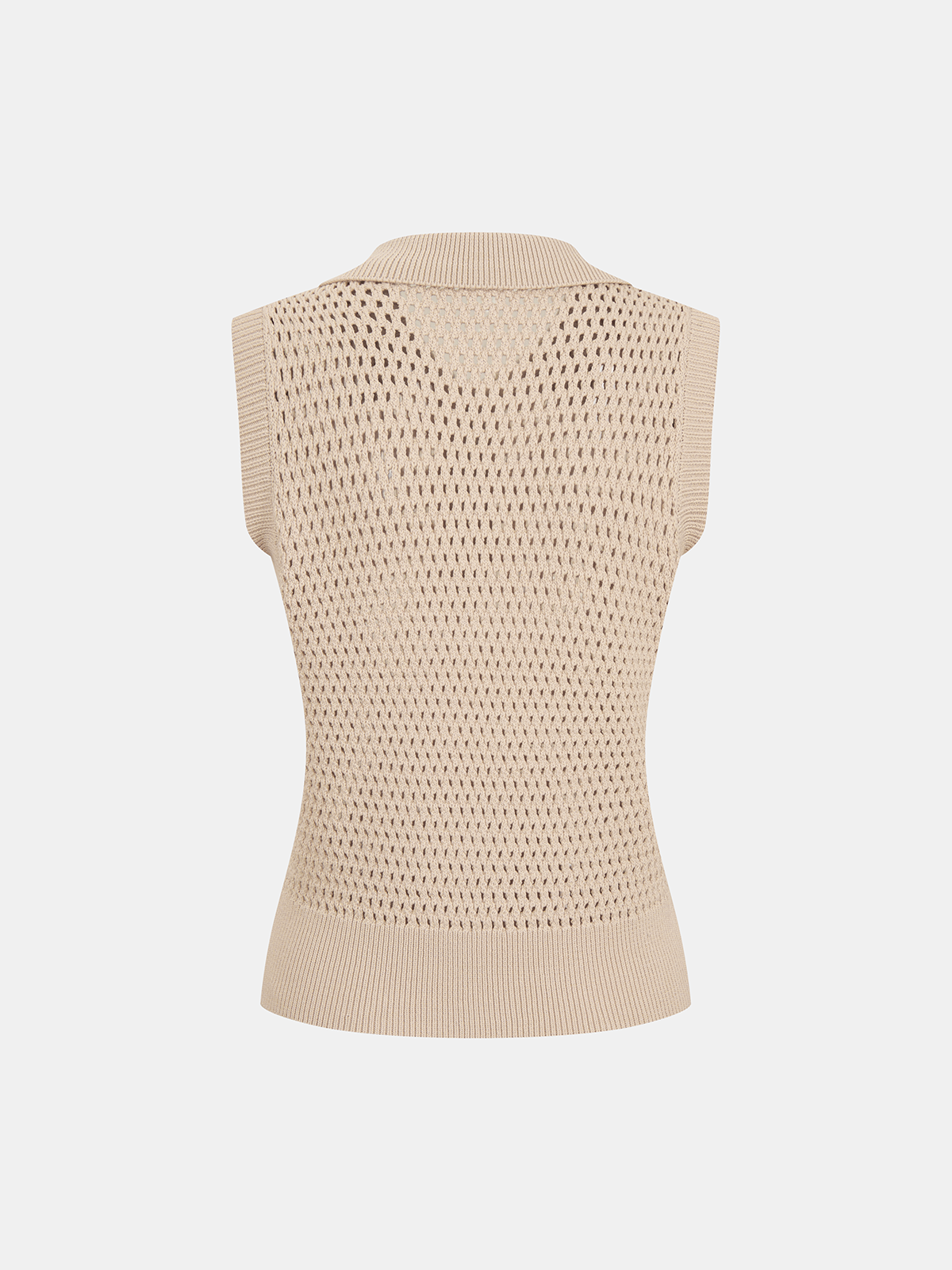 Sleeveless Polo Open Knit Top Lightweight Summer Casual Wear
