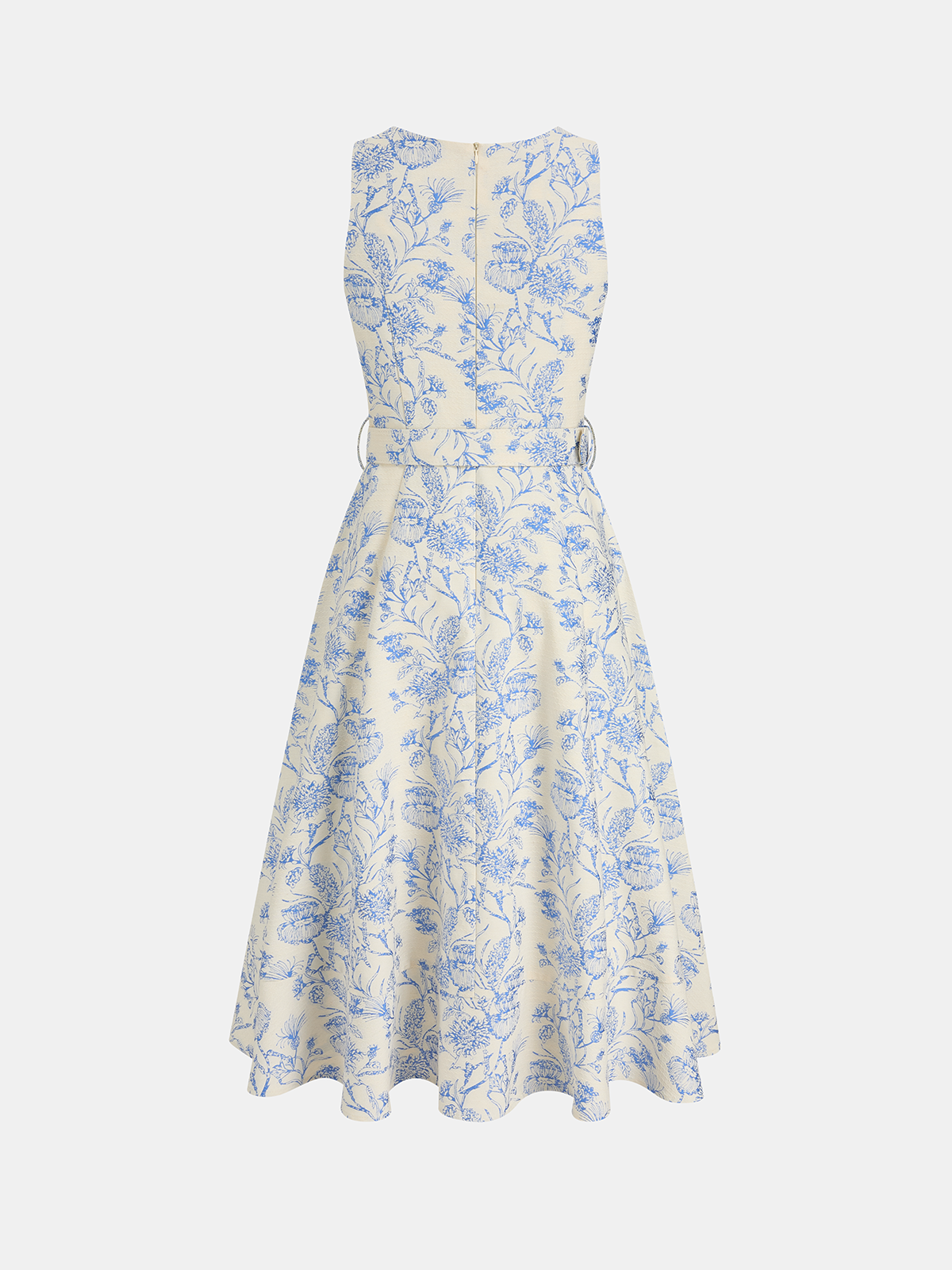 Sleeveless Floral Belted Asymmetrical Dress for Women Spring Fashion
