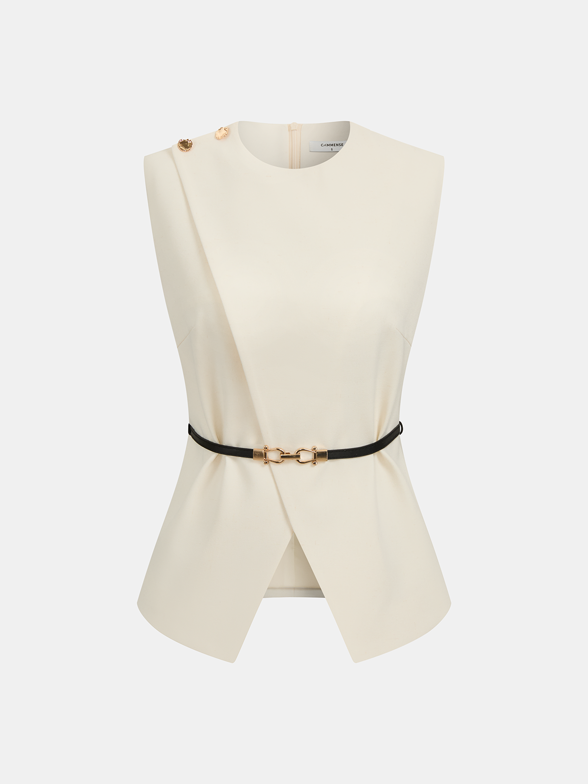 Sleeveless Belted Top & Pleated Pants Set with Improved Fit, Versatile Office Wear