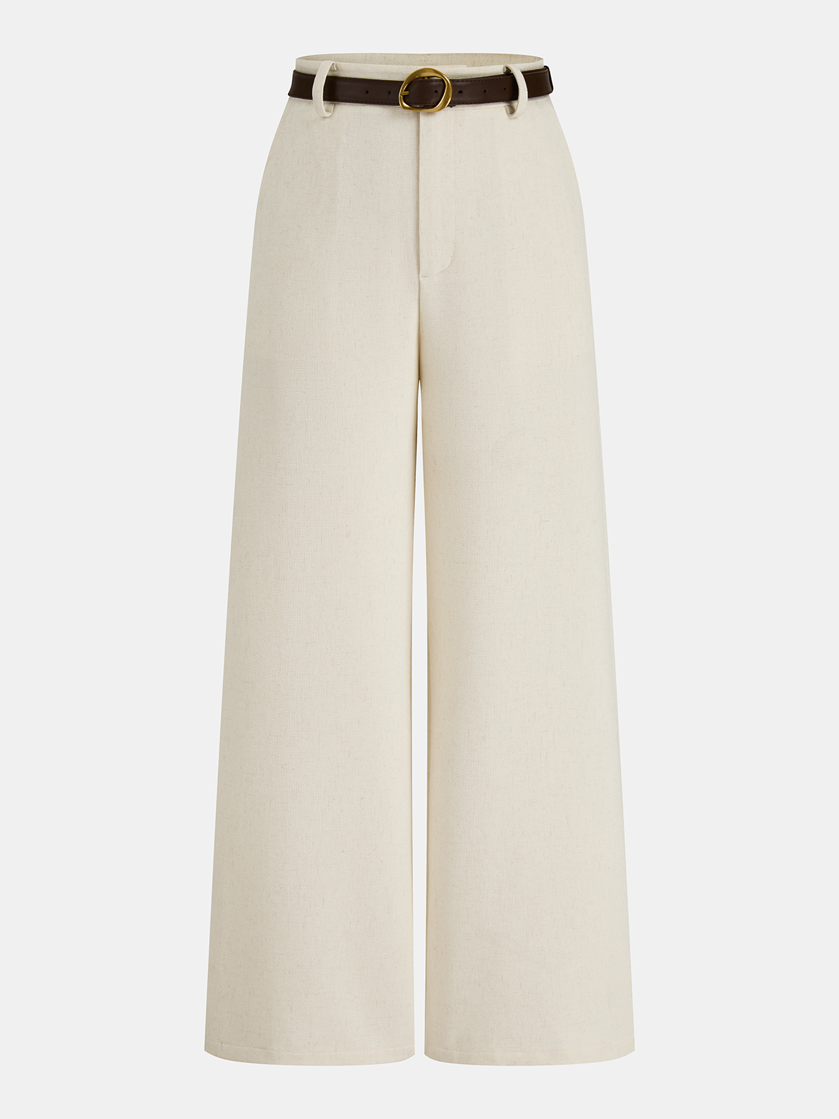 Belted Linen-Blend Wide-Leg Pants for Women, Summer Casual Fit