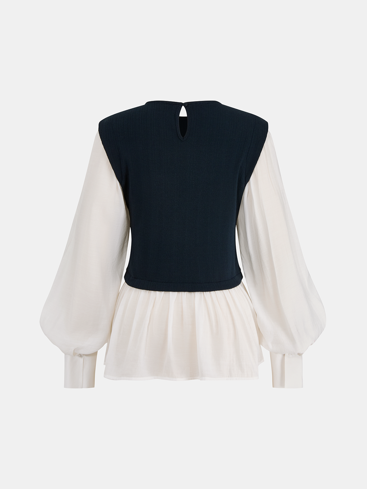 Color-Blocked Peplum Blouse Trendy Office Wear Essentials
