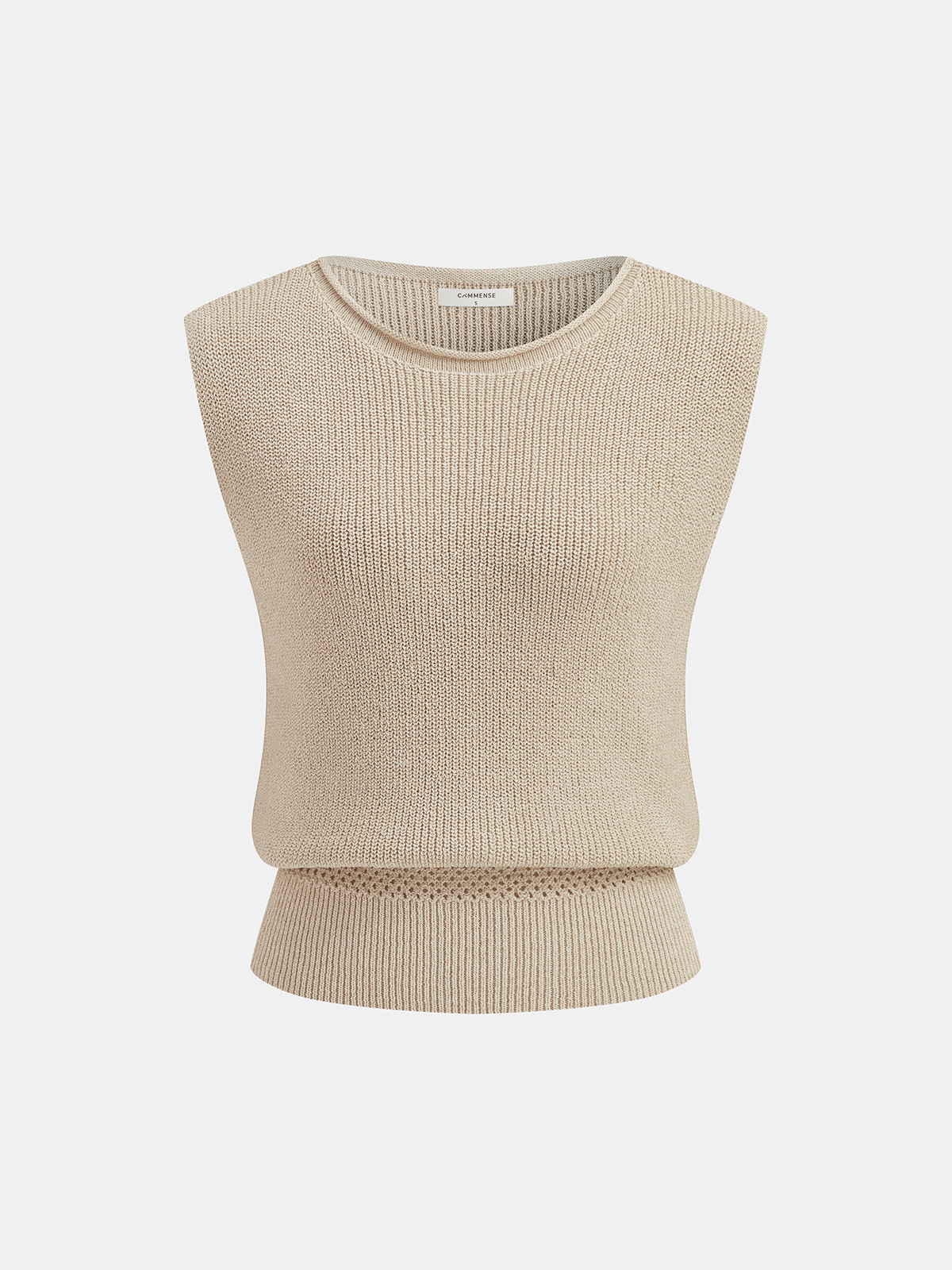 Bloused Waist Sleeveless Knit Top Comfort Fit Women's Apparel