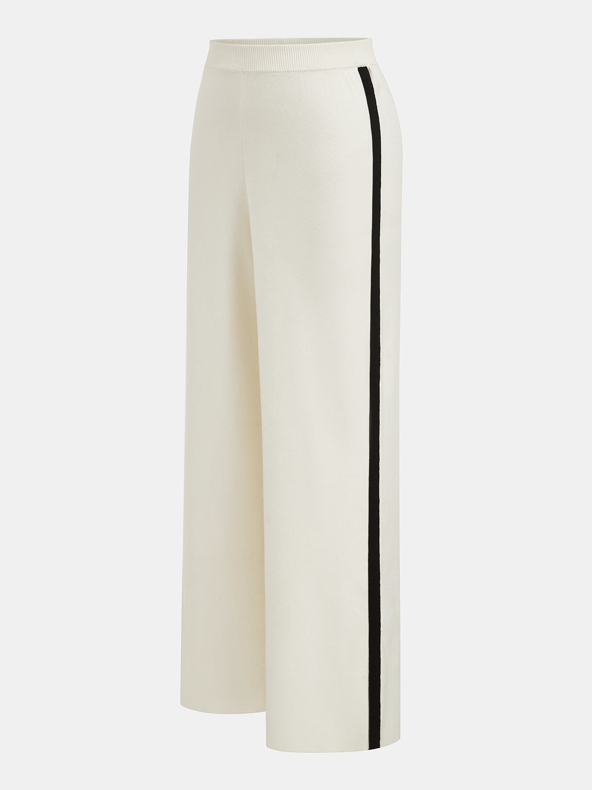 Contrast Piping Knit Vest & Wide-Leg Pants Set Cozy Casual Outfit