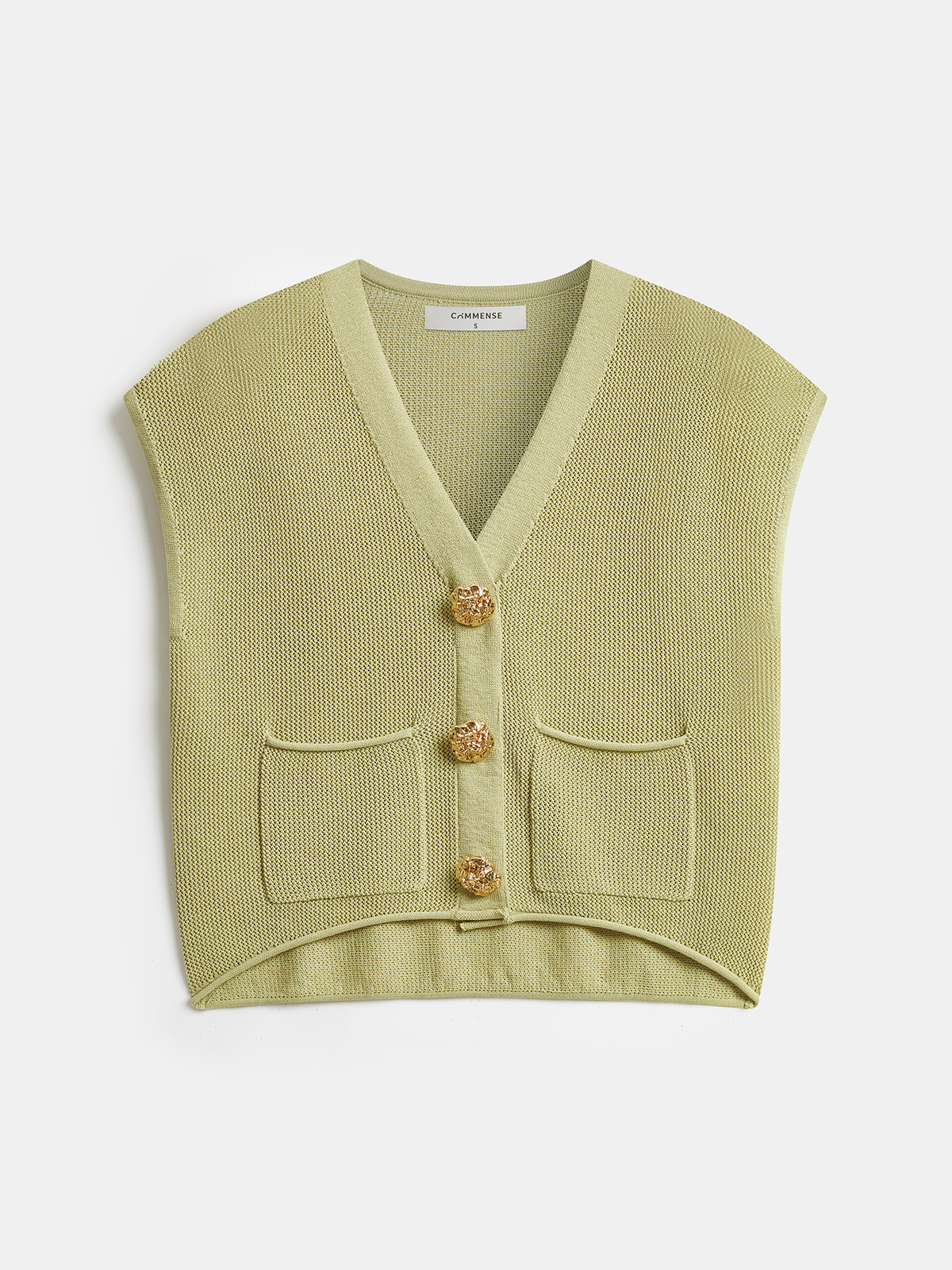 Embossed Button Sleeveless Knit Vest Comfortable Casual Wear