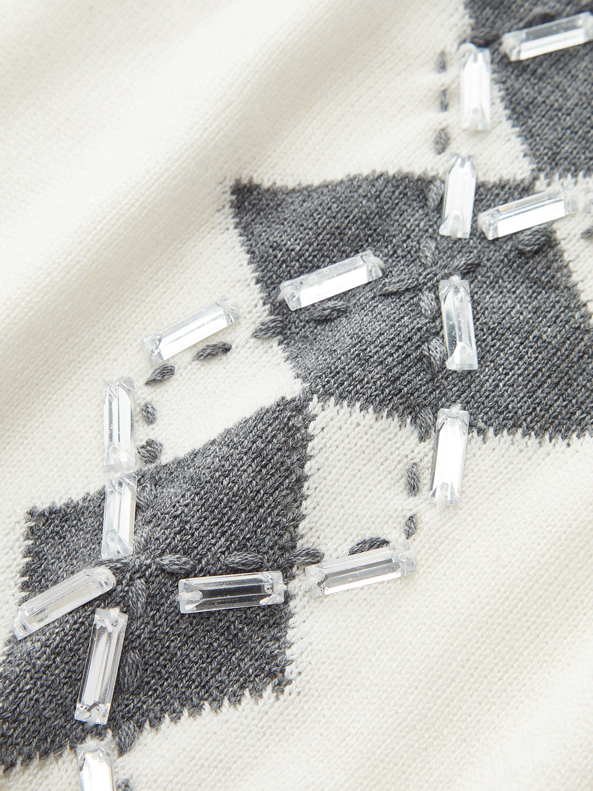 Embellished Argyle Wool-Blend Turtleneck Sweater For Winter Comfort