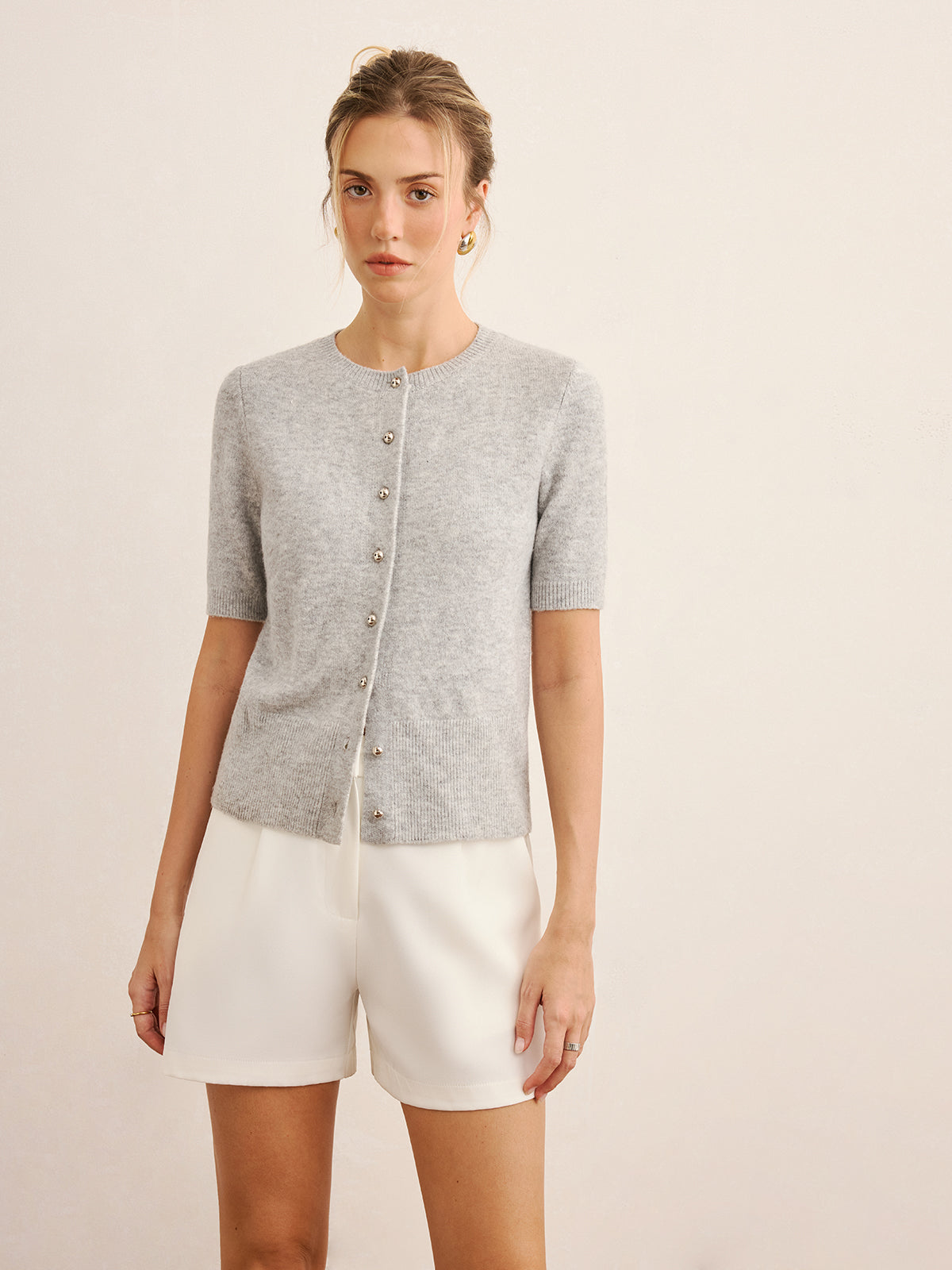 Short-Sleeve Knit Cardigan for Women Lightweight Layer