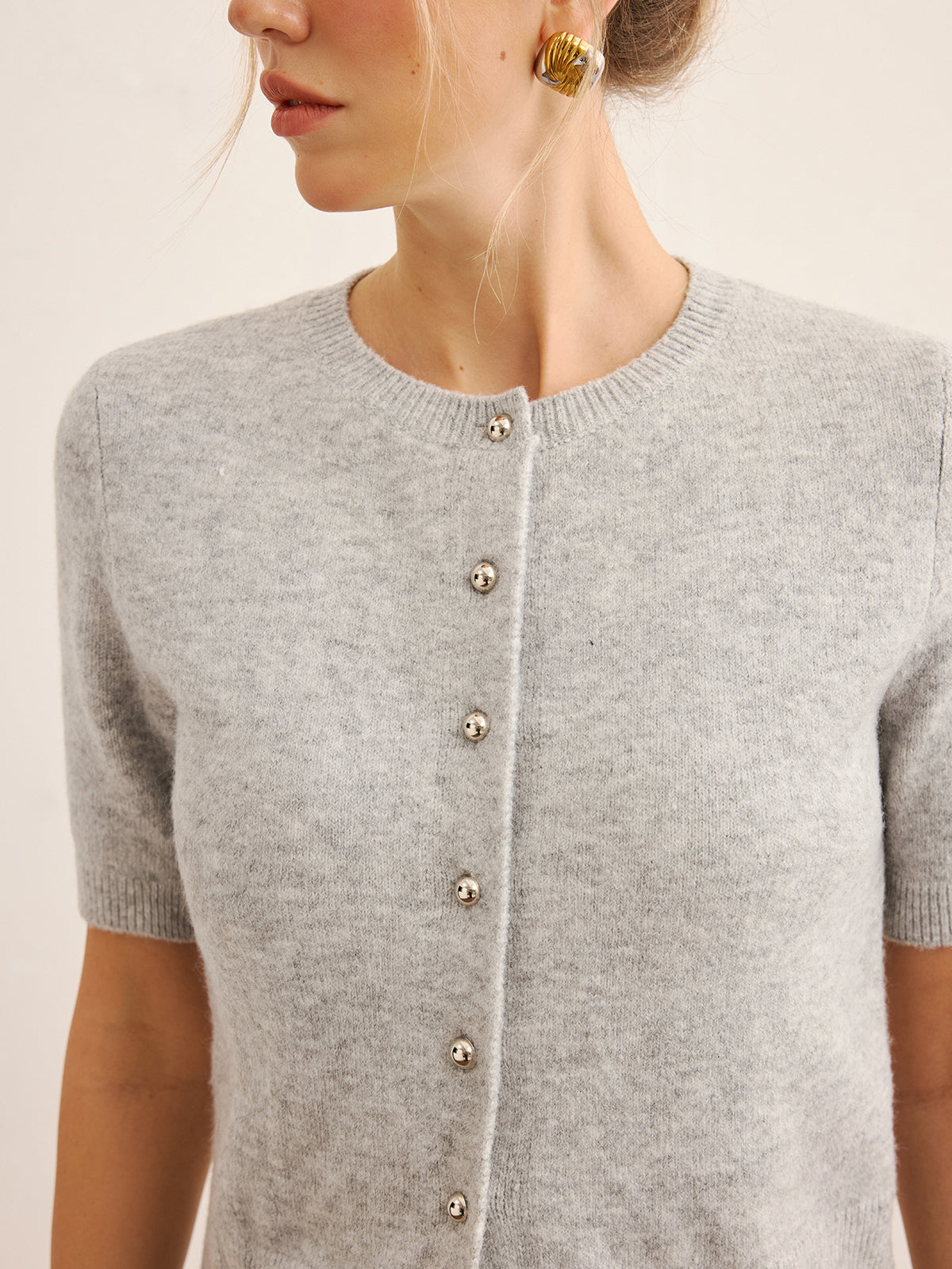 Short-Sleeve Knit Cardigan for Women Lightweight Layer