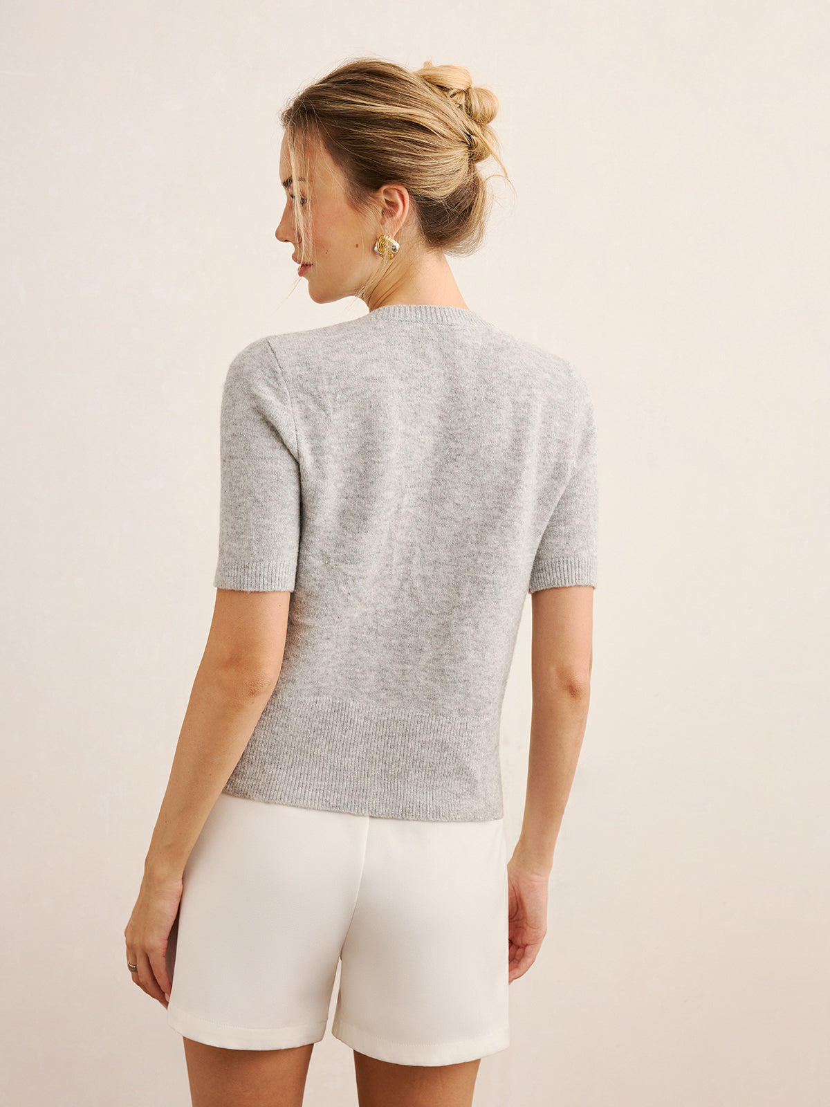 Short-Sleeve Knit Cardigan for Women Lightweight Layer