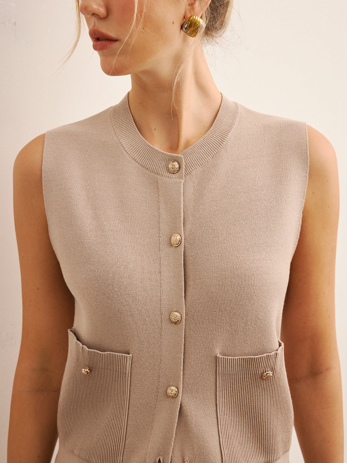 Knit Vest & Wide-Leg Pants Set - Casual Comfortable Women's Outfit