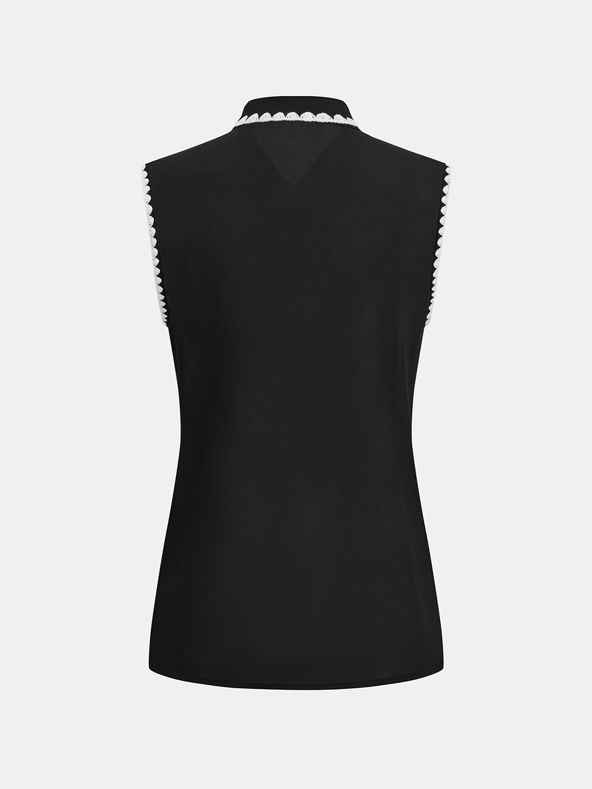 Scalloped Trim Tie-Neck Sleeveless Blouse for Women Lightweight Casual