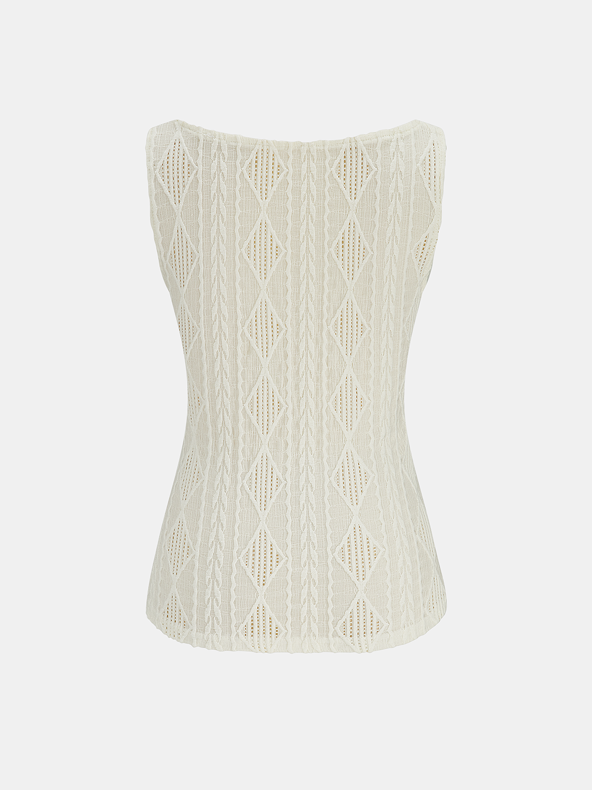 Cable Knit Button-Down Tank Top with Ribbed Trim Detail